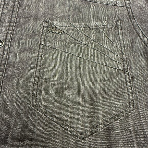 Men's AKADEMIKS AKDMS Long Sleeve Streetwear Black Chambray‎ Shirt- Size M - Picture 5 of 10